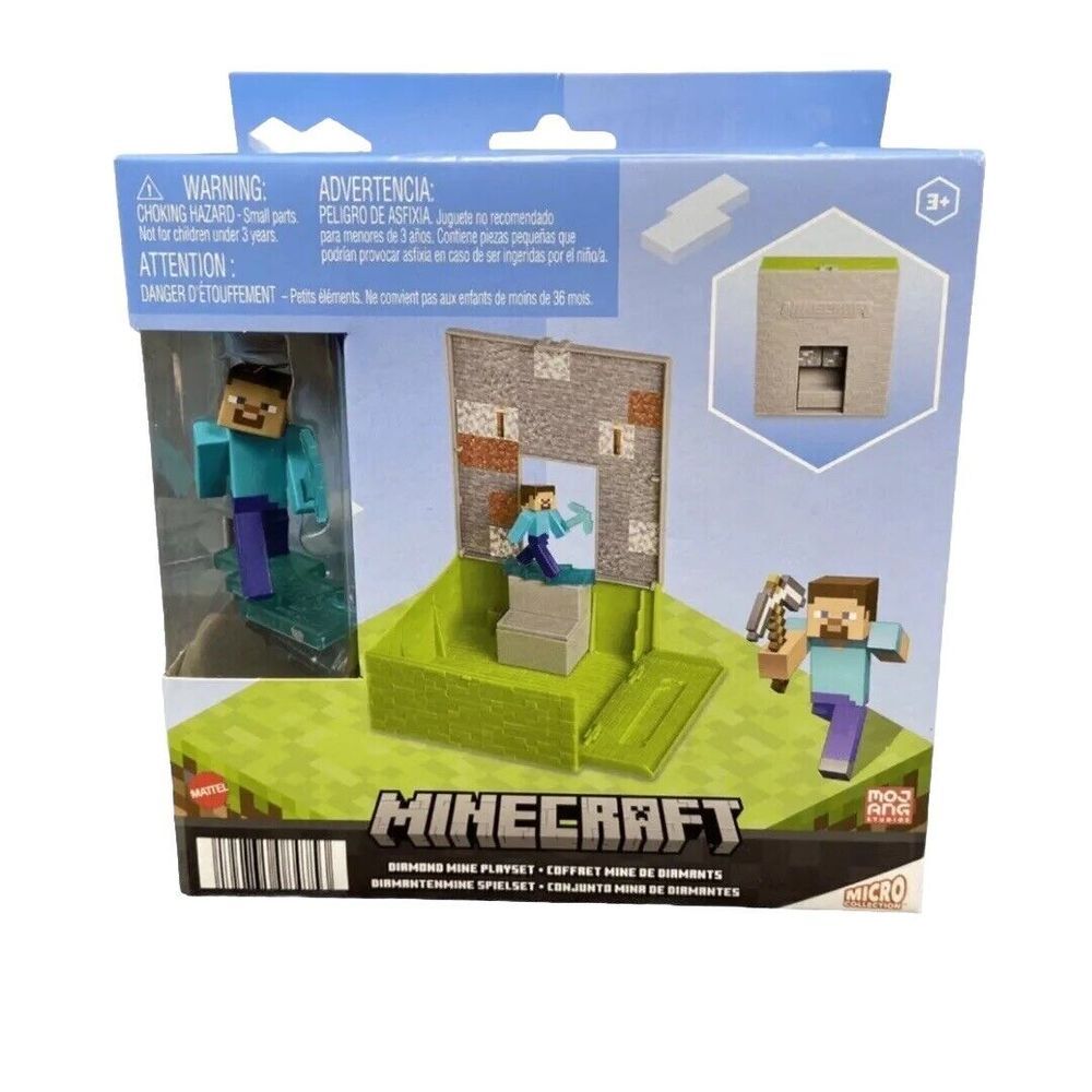 Micro Collection Minecraft Diamond Mine Playset Figure Included By Mattel 3+ NIB